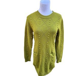 Green Diamond and Dots Pattern Unbranded  Sweater  Pockets Tunic‎ Soft! Size S/M